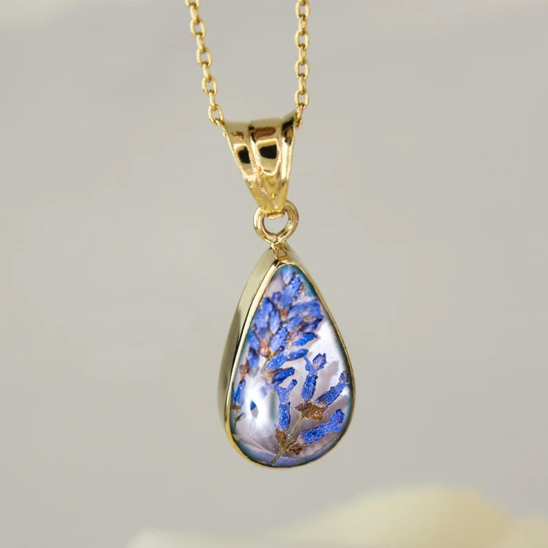 14k goud teardrop vintage stijl hanger met ketting